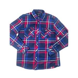 21 Men Flannel Shirt Men's Large Multi Cotton Flap-Pockets Long Sleeve Button-Up